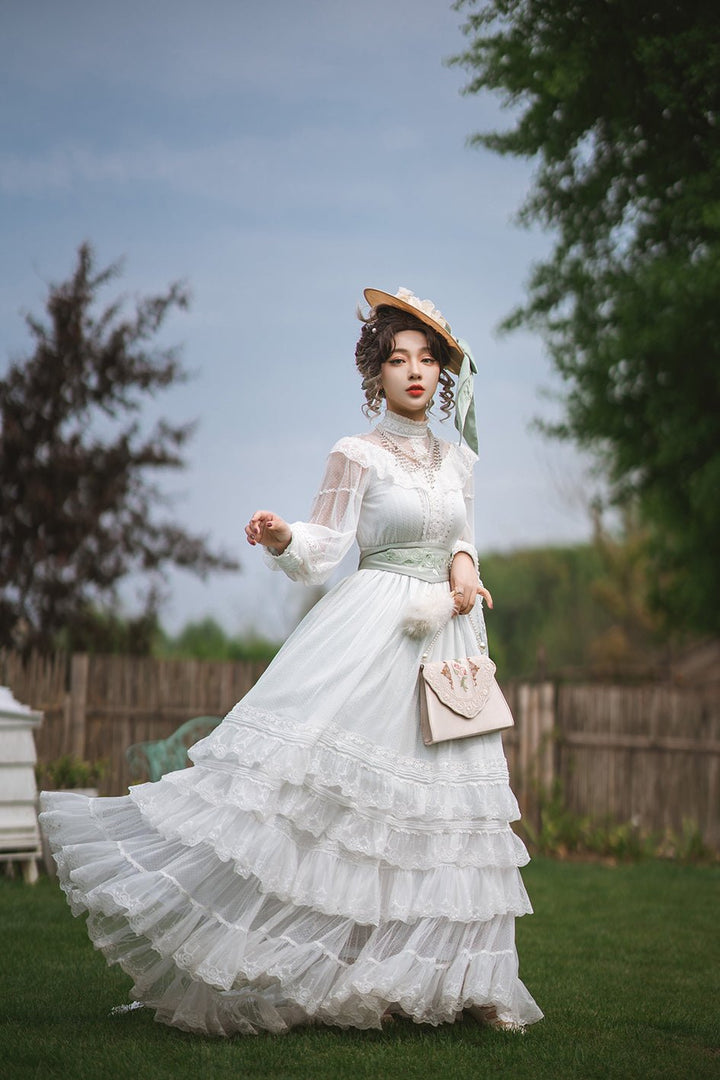 Edwardian Style Gothic Black Long Dress - Victorian Lace Dress - WonderlandByLilian