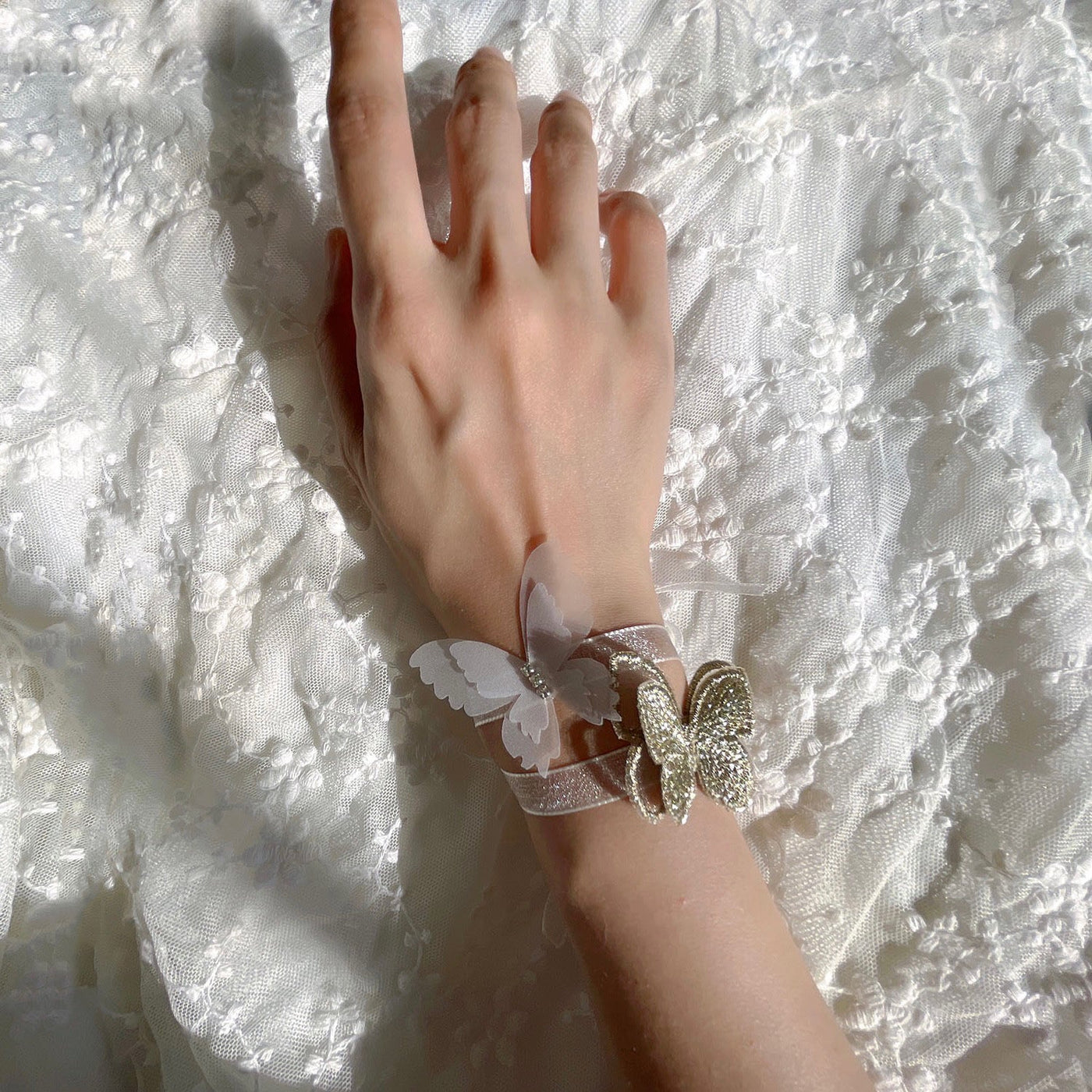 Elegant and Simple Lace White Bracelet Butterfly for Weddings, Bridemaids - WonderlandByLilian