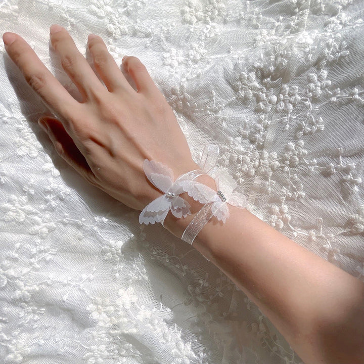 Elegant and Simple Lace White Bracelet Butterfly for Weddings, Bridemaids - WonderlandByLilian