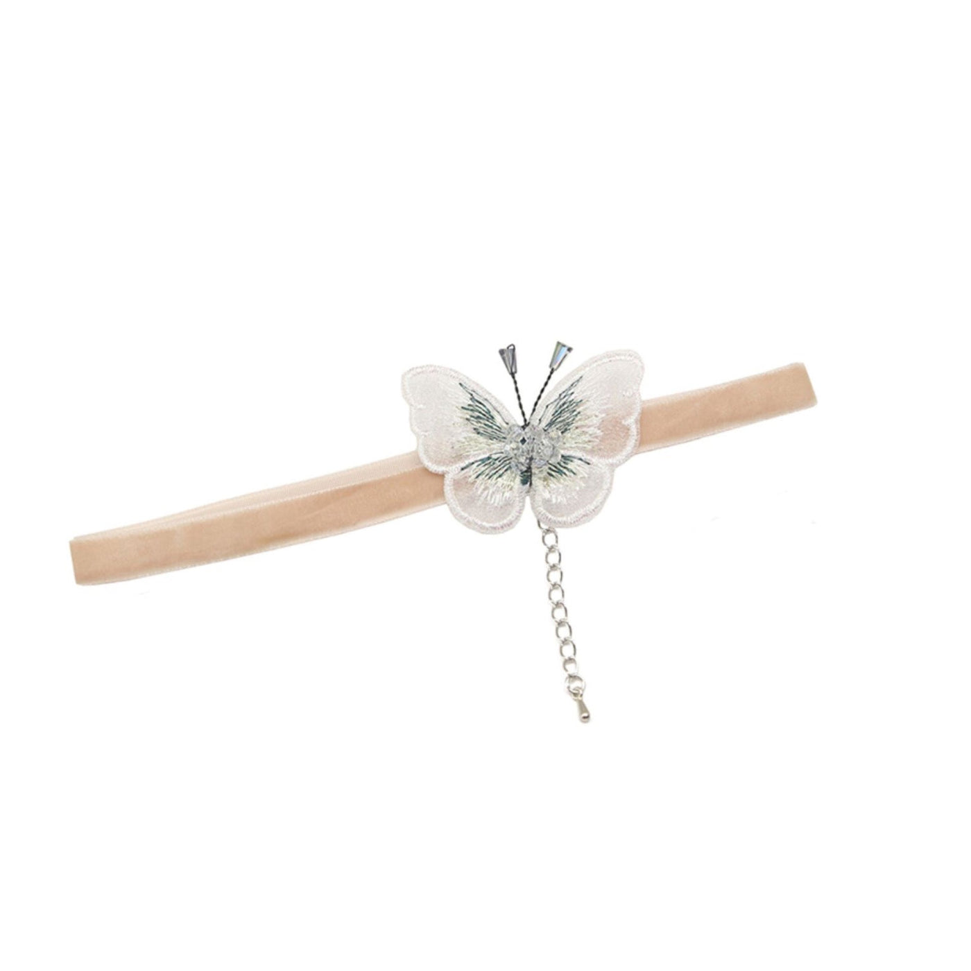 Elegant Lace Butterfly Necklace with Crystal Beads - WonderlandByLilian