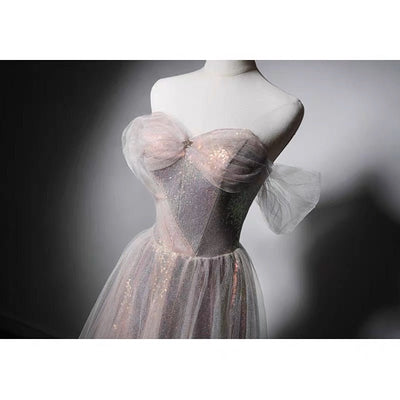Fairy Princess Style Pink Off-shoulder Prom Dress Plus Size - WonderlandByLilian