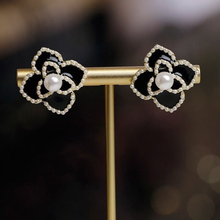 French Vintage Pearl Earrings Set with Fragrant Blossoms and Delicate Floral Petals - WonderlandByLilian