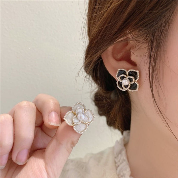 French Vintage Pearl Earrings Set with Fragrant Blossoms and Delicate Floral Petals - WonderlandByLilian
