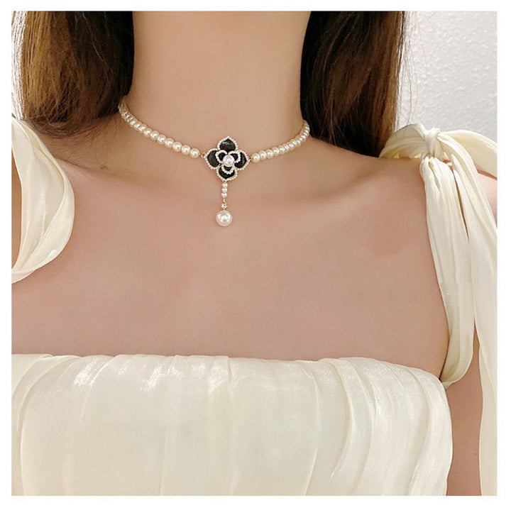 French Vintage Pearl Necklace with Floral Petals and Fragrant Blossoms - WonderlandByLilian