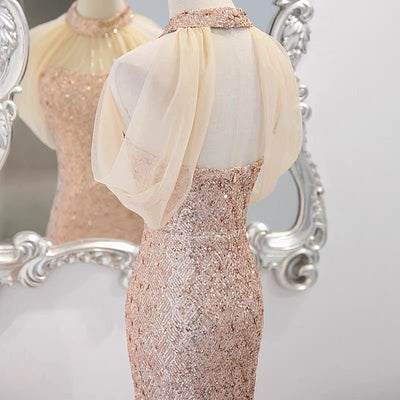 Gauze Sequins Lace Dot Prom Dress Party Dress Evening Wear - WonderlandByLilian