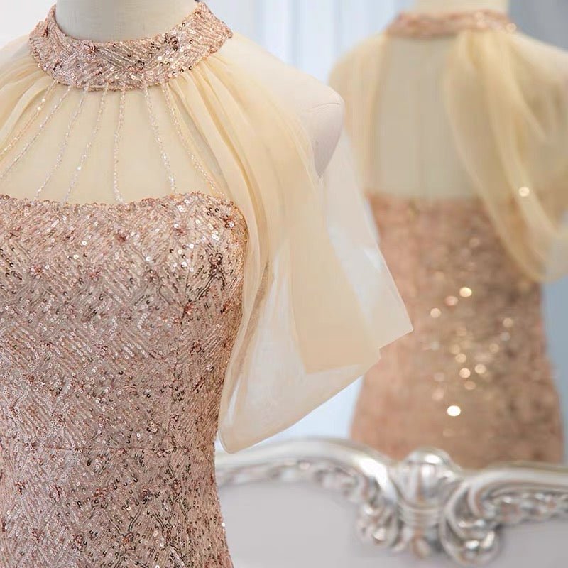 Gauze Sequins Lace Dot Prom Dress Party Dress Evening Wear - WonderlandByLilian
