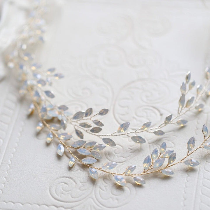 Gold And Silver Bridal Head Piece And Hair Comb With Pearl Diamond - WonderlandByLilian