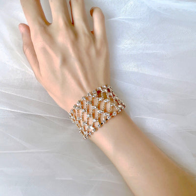 Gold Bridal Bracelet with Dazzling Crystals - WonderlandByLilian