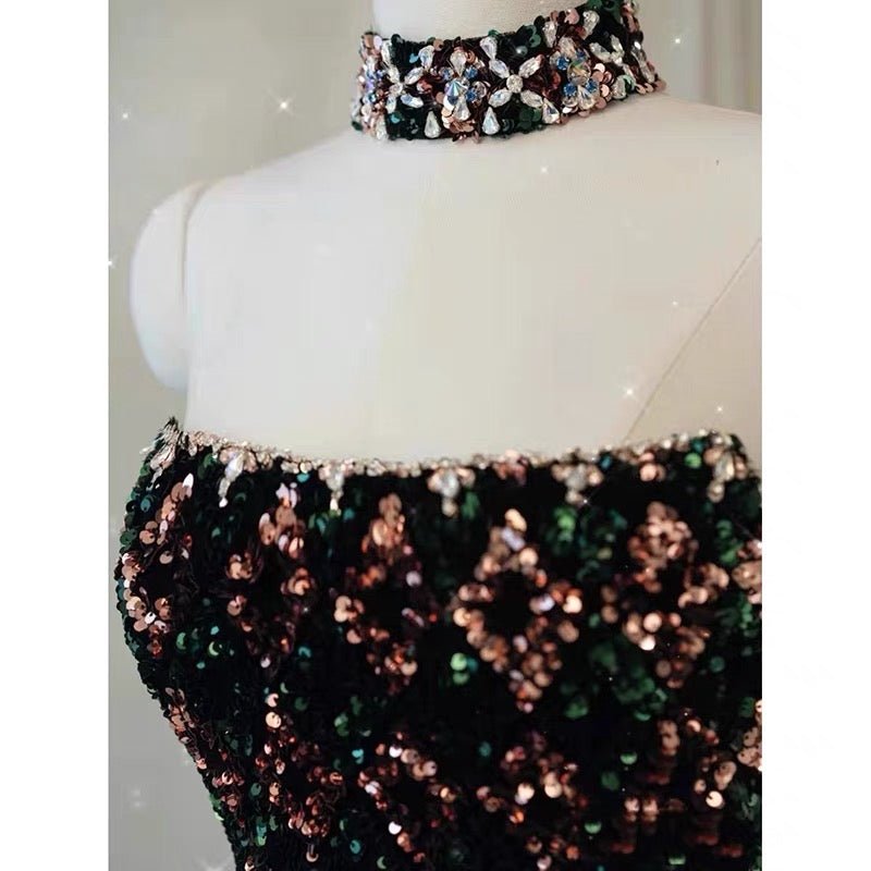 Gothic Black Formal Dress With Sequins - Gothic Wedding Dress - Black Gothic Ball Gown Plus Size - WonderlandByLilian