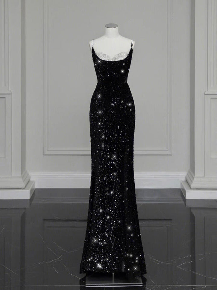 Gothic Black Lace Sequins Evening Gown - Formal Dress Plus Size - WonderlandByLilian