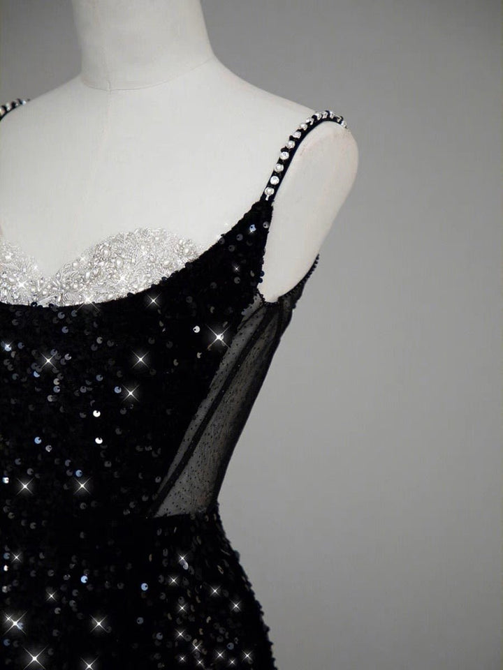 Gothic Black Lace Sequins Evening Gown - Formal Dress Plus Size - WonderlandByLilian