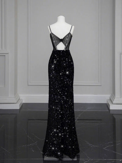 Gothic Black Lace Sequins Evening Gown - Formal Dress Plus Size - WonderlandByLilian