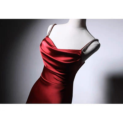 Gothic Burgundy Slip Formal Dress With Corset Plus Size - WonderlandByLilian