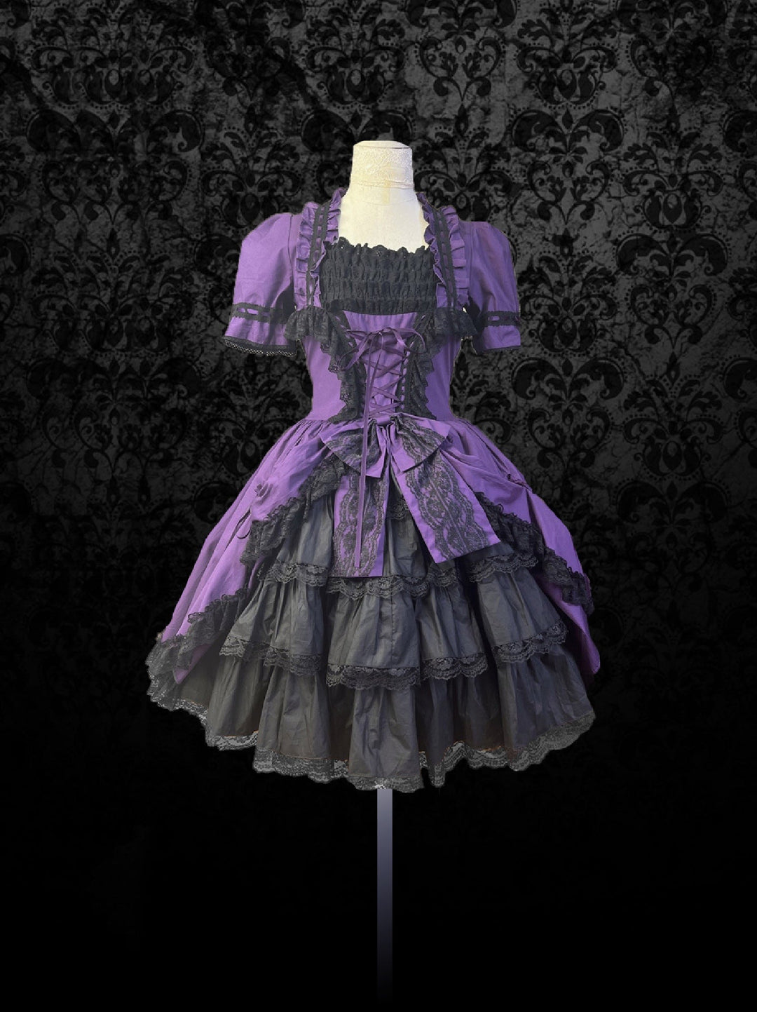 GOTHIC LOLITA DRESS - PURPLE PLUS SIZE SHORT LOLITA DRESS - WonderlandByLilian