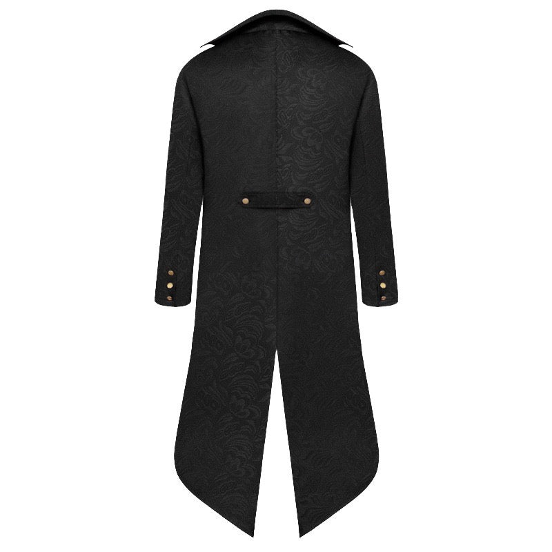 Gothic Medieval Black Coat Tailcoat Jacquard For Men Costume Vintage Cosplay Party -Plus Size - WonderlandByLilian