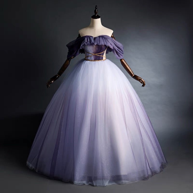 Gothic Purple Wedding Dress With Tulle - Gothic Strapless Ball Gown Plus Size - WonderlandByLilian
