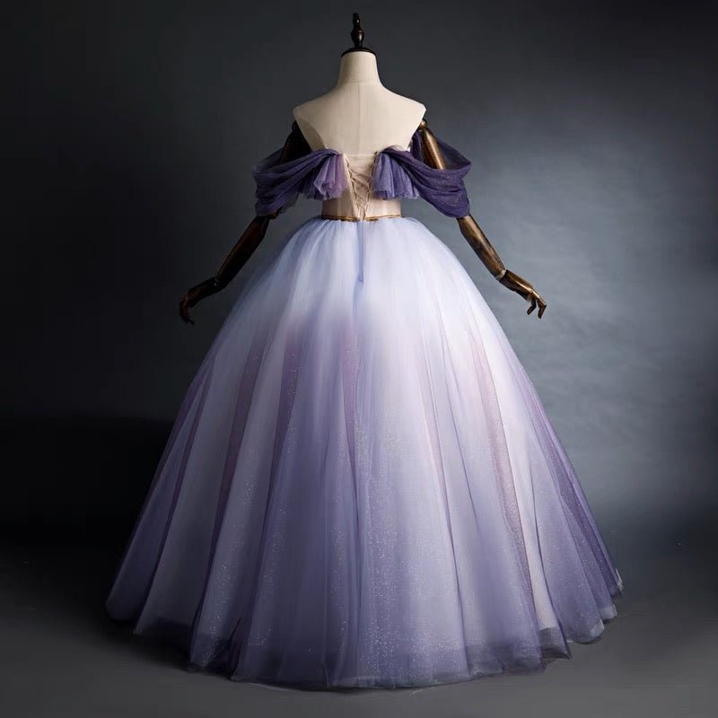 Gothic Purple Wedding Dress With Tulle - Gothic Strapless Ball Gown Plus Size - WonderlandByLilian