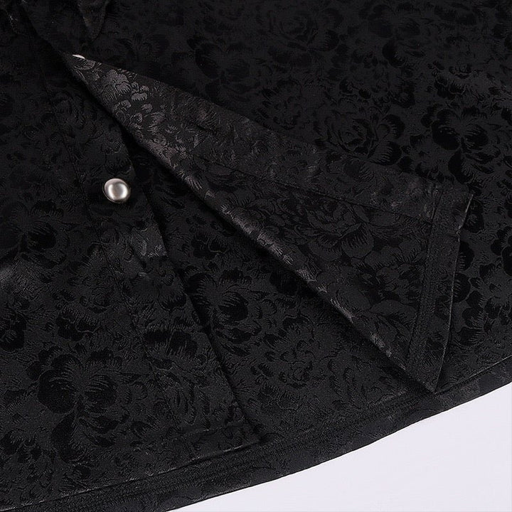 Gothic Ruffle Lace Black Printed Shirt With Bell Sleeve For Men Costume - Plus Size - WonderlandByLilian