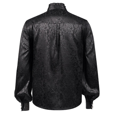 Gothic Ruffle Lace Black Printed Shirt With Bell Sleeve For Men Costume - Plus Size - WonderlandByLilian