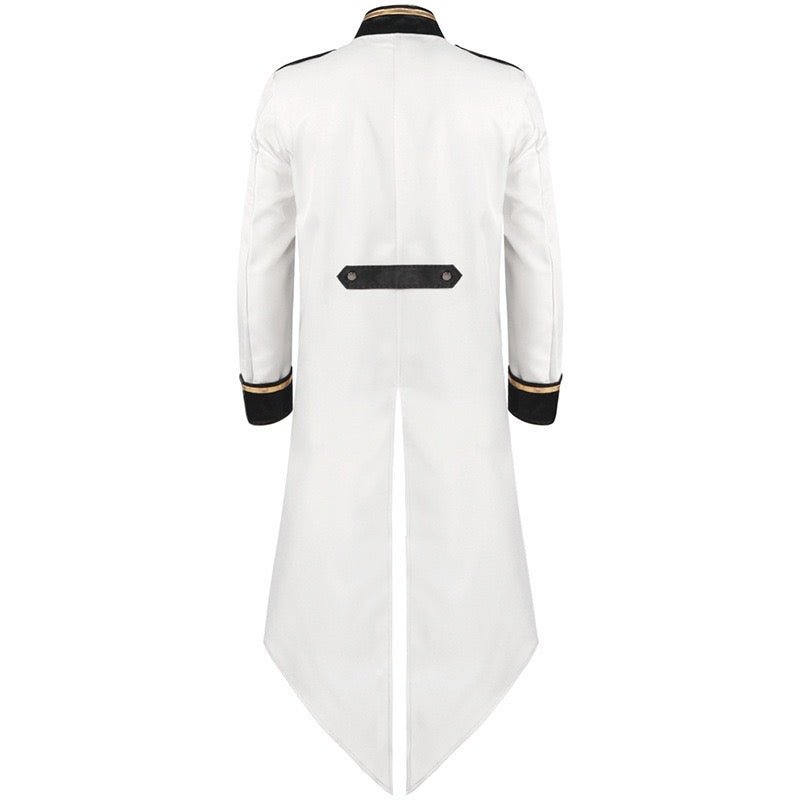 Gothic Style White Tailcoat Suit with Gold Trim - Coat For Men -Plus Size - WonderlandByLilian