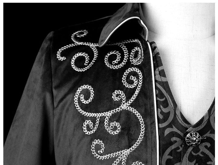 Gothic Tailcoat with Embroidery Velvet Two-piece Jacket for Men - Plus Size - WonderlandByLilian