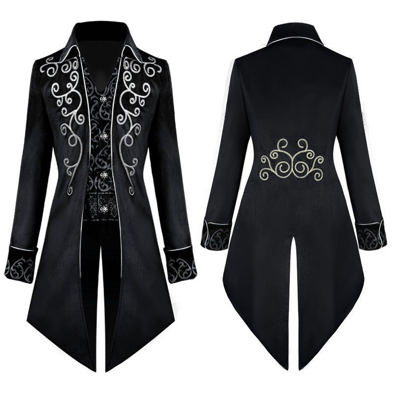 Gothic Tailcoat with Embroidery Velvet Two-piece Jacket for Men - Plus Size - WonderlandByLilian