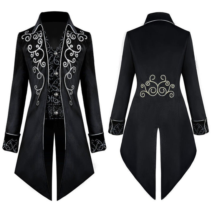 Gothic Tailcoat with Embroidery Velvet Two-piece Jacket for Men - Plus Size - WonderlandByLilian