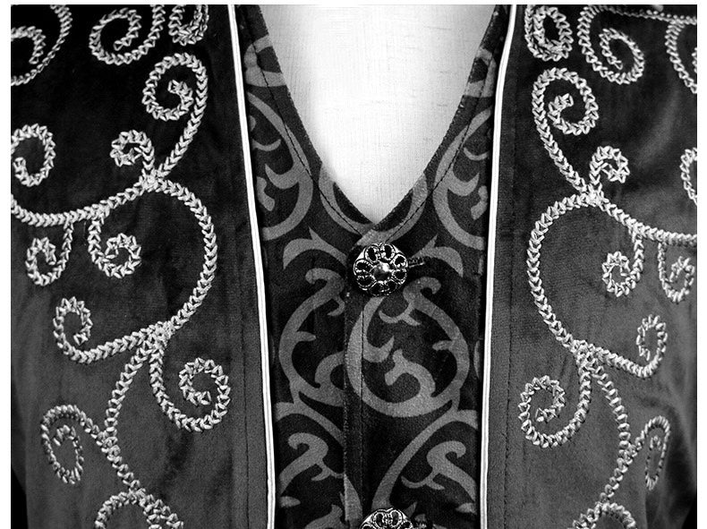 Gothic Tailcoat with Embroidery Velvet Two-piece Jacket for Men - Plus Size - WonderlandByLilian