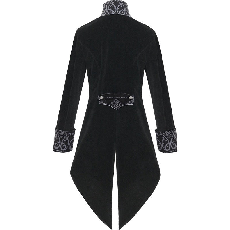 GOTHIC VAMPIRE BLACK AND BURGUNDY TAILCOAT JACKET FOR MEN - PLUS SIZE - WonderlandByLilian