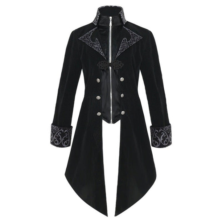 GOTHIC VAMPIRE BLACK AND BURGUNDY TAILCOAT JACKET FOR MEN - PLUS SIZE - WonderlandByLilian