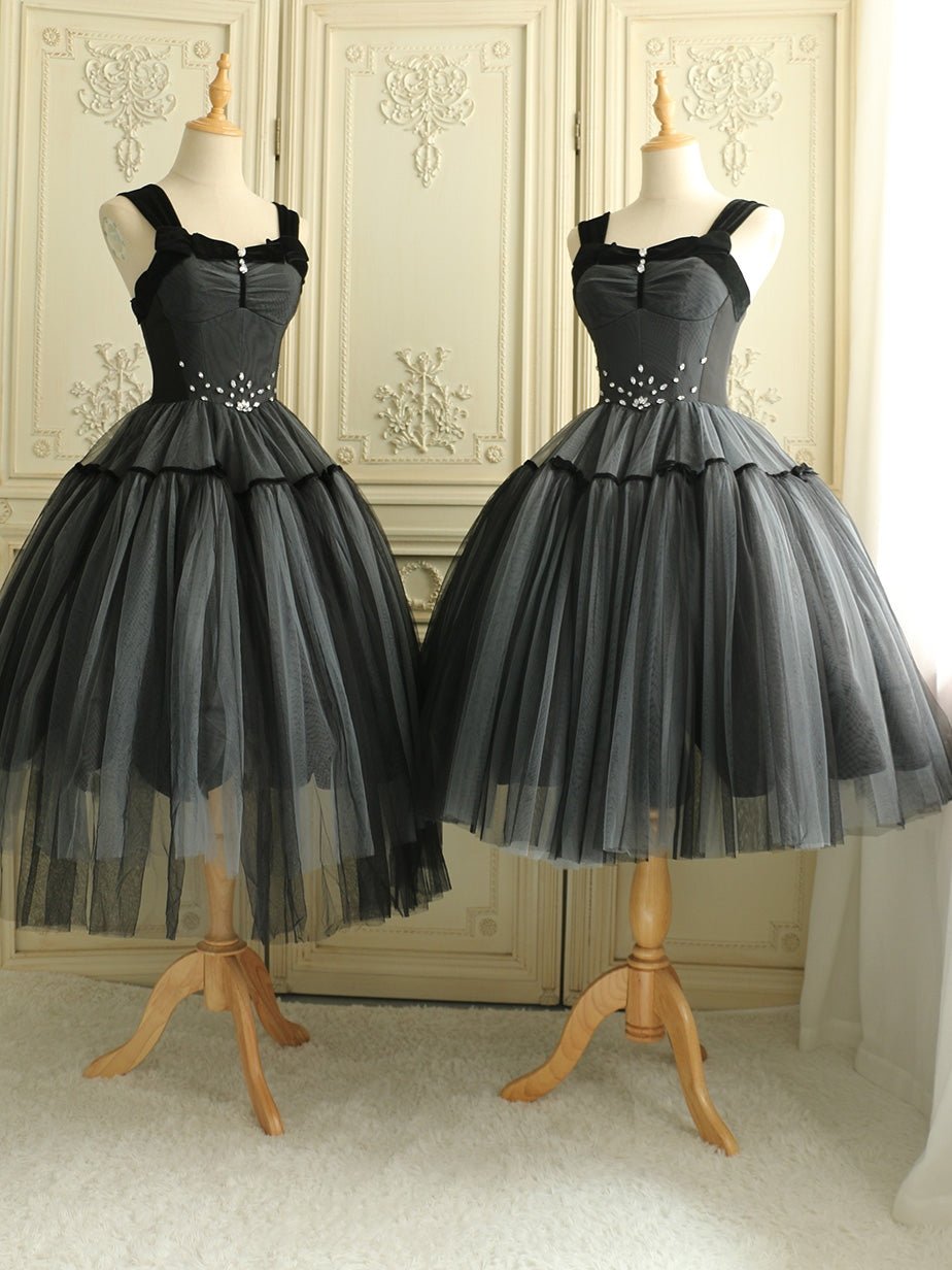 Grey and Black Gothic Lolita Tea Dress - Vintage Inspired - WonderlandByLilian