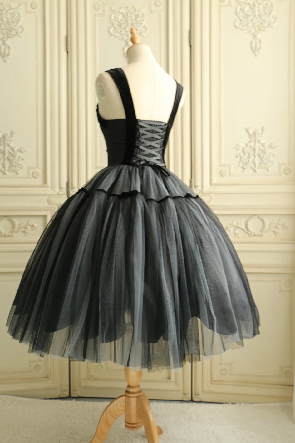 Black Gothic Lolita Dress With Corset - Black Ball Gown Wedding