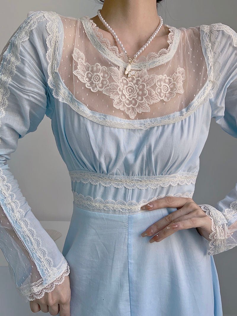 Blue Lace Maxi Dress 