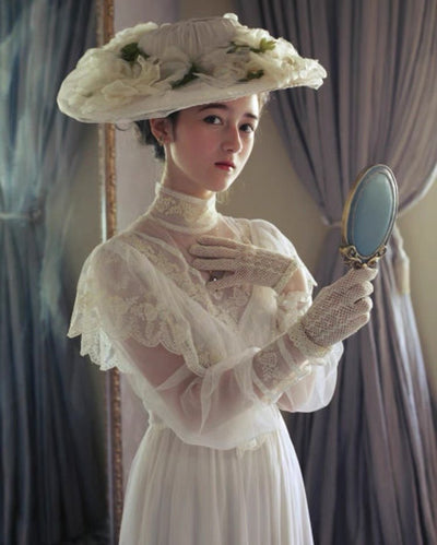 Gunne Sax Inspired Lace Vintage Bridal Dress 