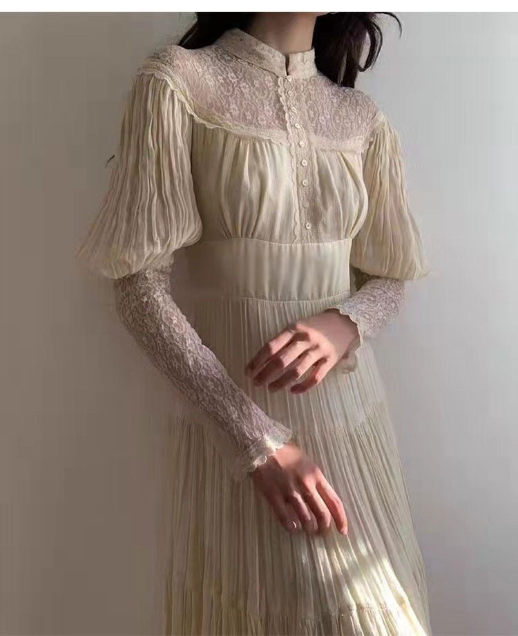 Gunne Sax Inspired Vintage Victorian Lace Dress Long Sleeve - French Style 1950s - WonderlandByLilian