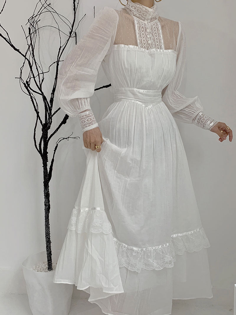  White Lace Wedding Dress - Long Sleeve 