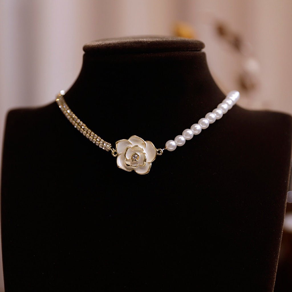 Handmade Exquisite and Elegant Pearl Flower Pendant Necklace - Perfect Bridal Accessory - WonderlandByLilian