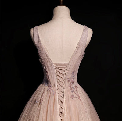 Luxury Pink Fairy V-Line Ball Gown - Prom Dress Evening Goodnightwn - WonderlandByLilian