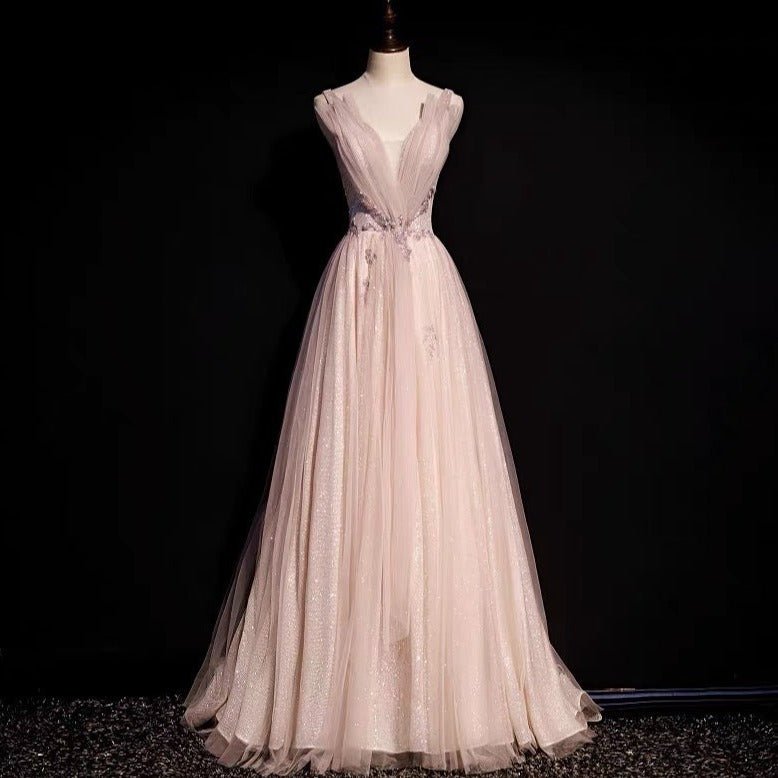 Luxury Pink Fairy V-Line Ball Gown - Prom Dress Evening Goodnightwn - WonderlandByLilian