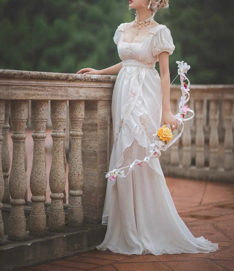 Luxury Regency Inspired White Mermaid Ball Gown - Wedding Bridal Dress - Custom Made Plus Size - WonderlandByLilian