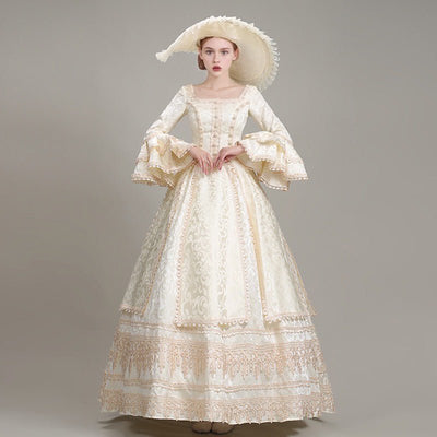 Marie Antoinette Ivory Wedding Dress - Lace Embroidery Vintage Dress Baroque Gown - Plus Size - WonderlandByLilian