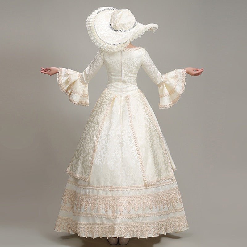 Marie Antoinette Ivory Wedding Dress - Lace Embroidery Vintage Dress Baroque Gown - Plus Size - WonderlandByLilian