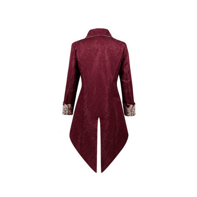 Men's Plus Size British Vintage Gothic Jacquard Suit with Lace Embroidery Faux Two-piece Tailcoat - WonderlandByLilian