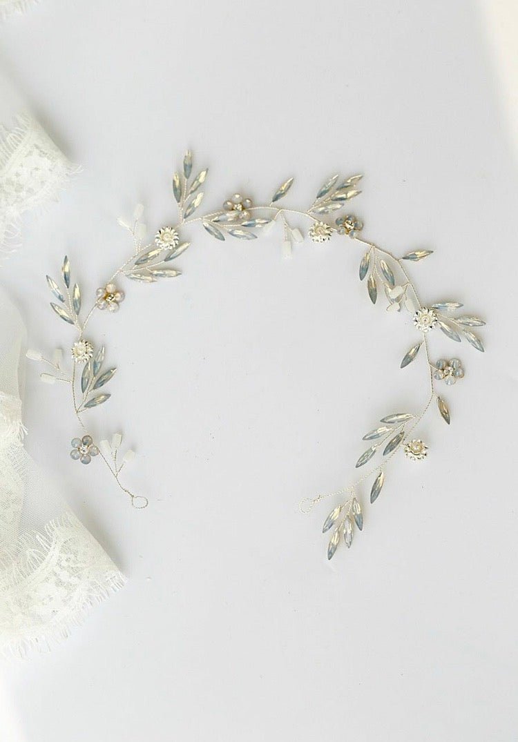 Natural Tiara Gold And Silver Flower Bridal Headpiece - WonderlandByLilian