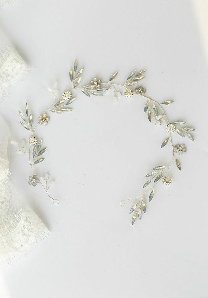 Natural Tiara Gold And Silver Flower Bridal Headpiece - WonderlandByLilian