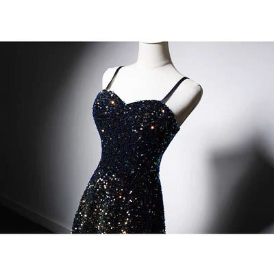 Navy Blue Strapless Sequins Evening Dress - Plus Size - WonderlandByLilian