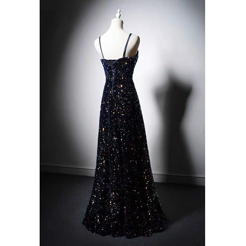 Navy Blue Strapless Sequins Evening Dress - Plus Size - WonderlandByLilian