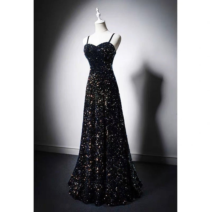 Navy Blue Strapless Sequins Evening Dress - Plus Size - WonderlandByLilian