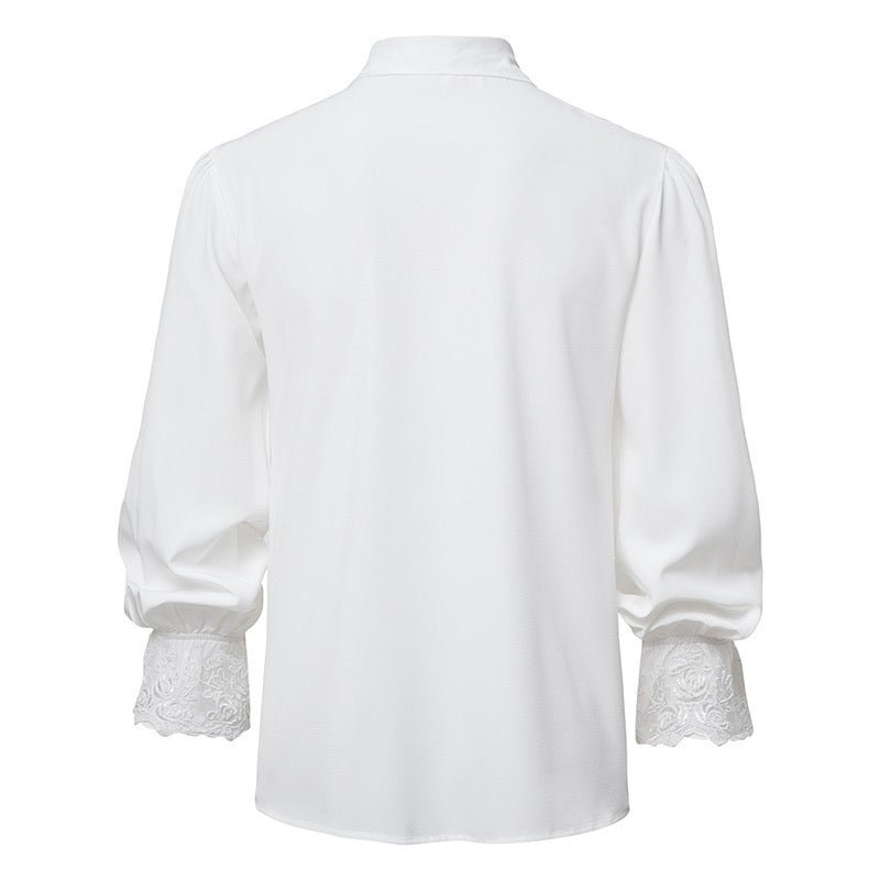 Prince Vintage Medieval Men's Cascading Ruffled Lace Men's Party Long Sleeve Shirt-Plus Size - WonderlandByLilian