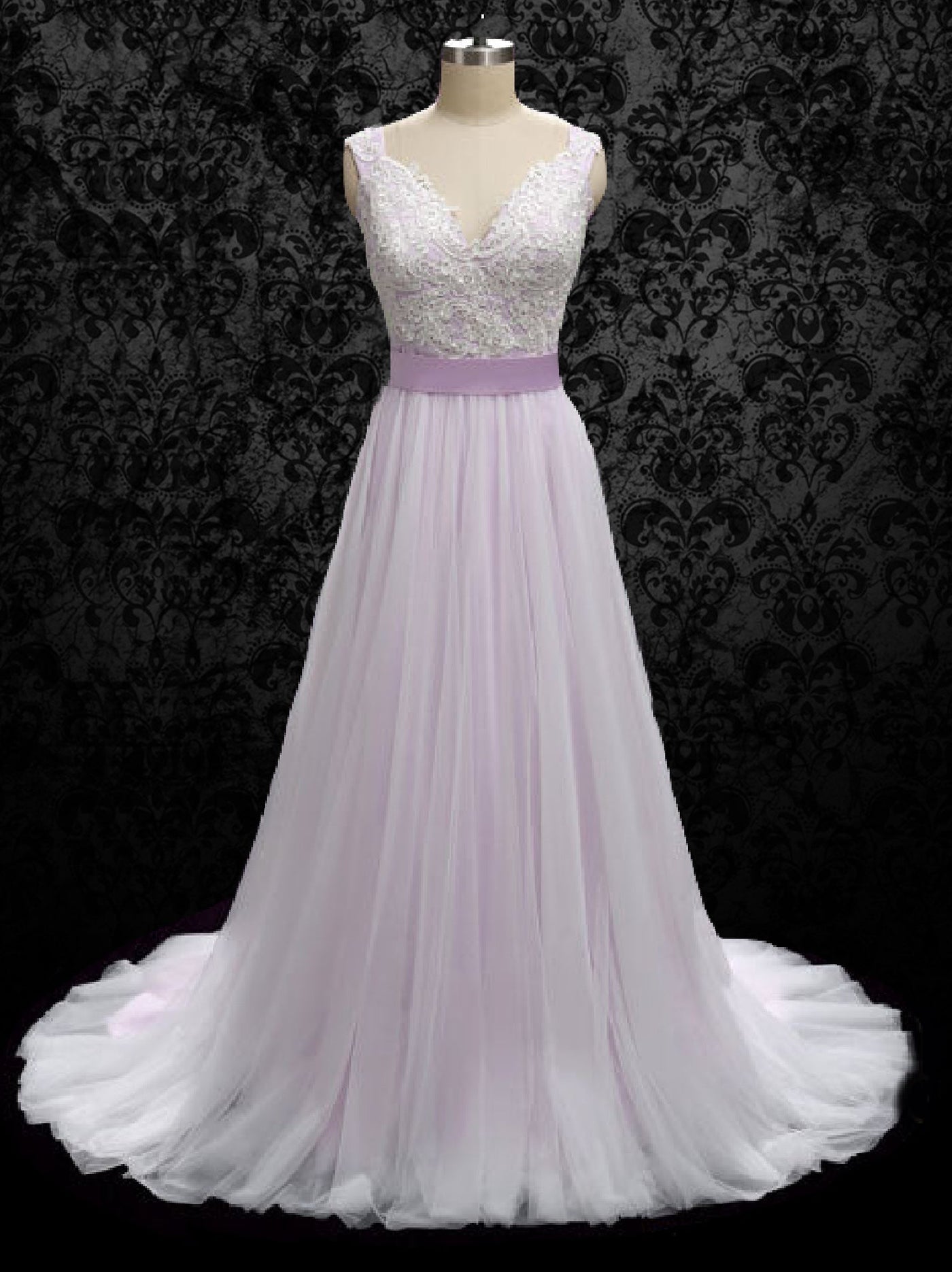 Purple Fairytale Wedding Dress With Lace And Soft Tulle - WonderlandByLilian